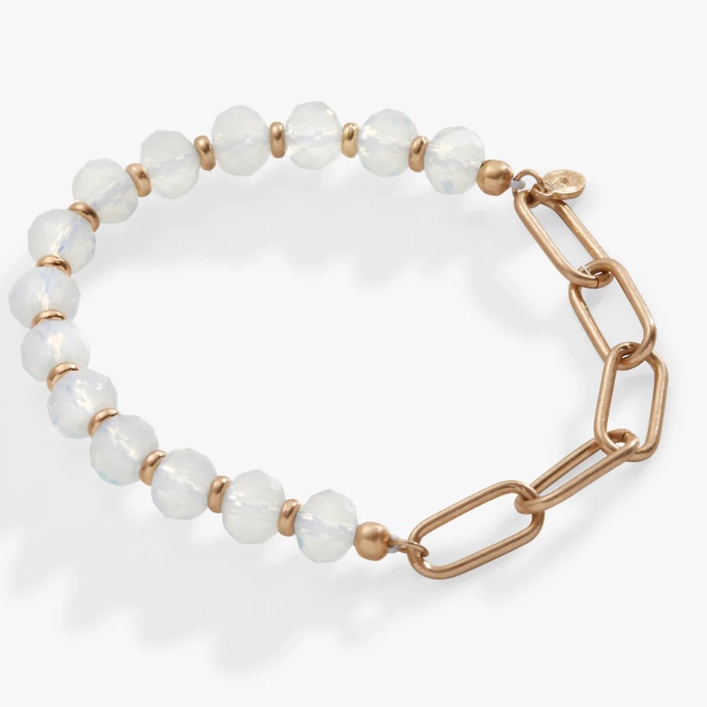NWT Alex and Ani Moonstone Beaded and Chain Stretch Bracelet